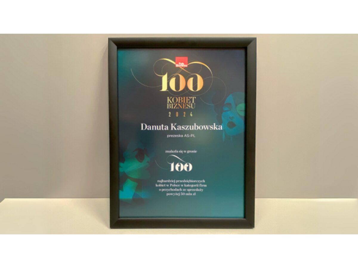 AS-PL Yönetim Kurulu Başkanı Danuta Kaszubowska üçüncü kez “İş Dünyasında 100 Kadın” listesinde
